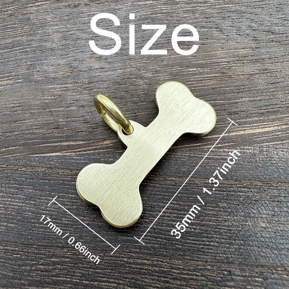 New Bone Personalized Dog Tag Name Pet ID Tag Solid Brass Pets Anti-lost Tag Puppy Accessories Dogs Collar Customized Engraved - imagen 2