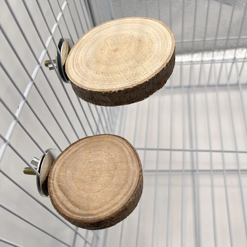 Lindos juguetes de hámster de madera Natural para mascotas pequeñas, estación de loro para pájaros, accesorios de jaula para pájaros colgantes, suministros para mascotas - imagen 3