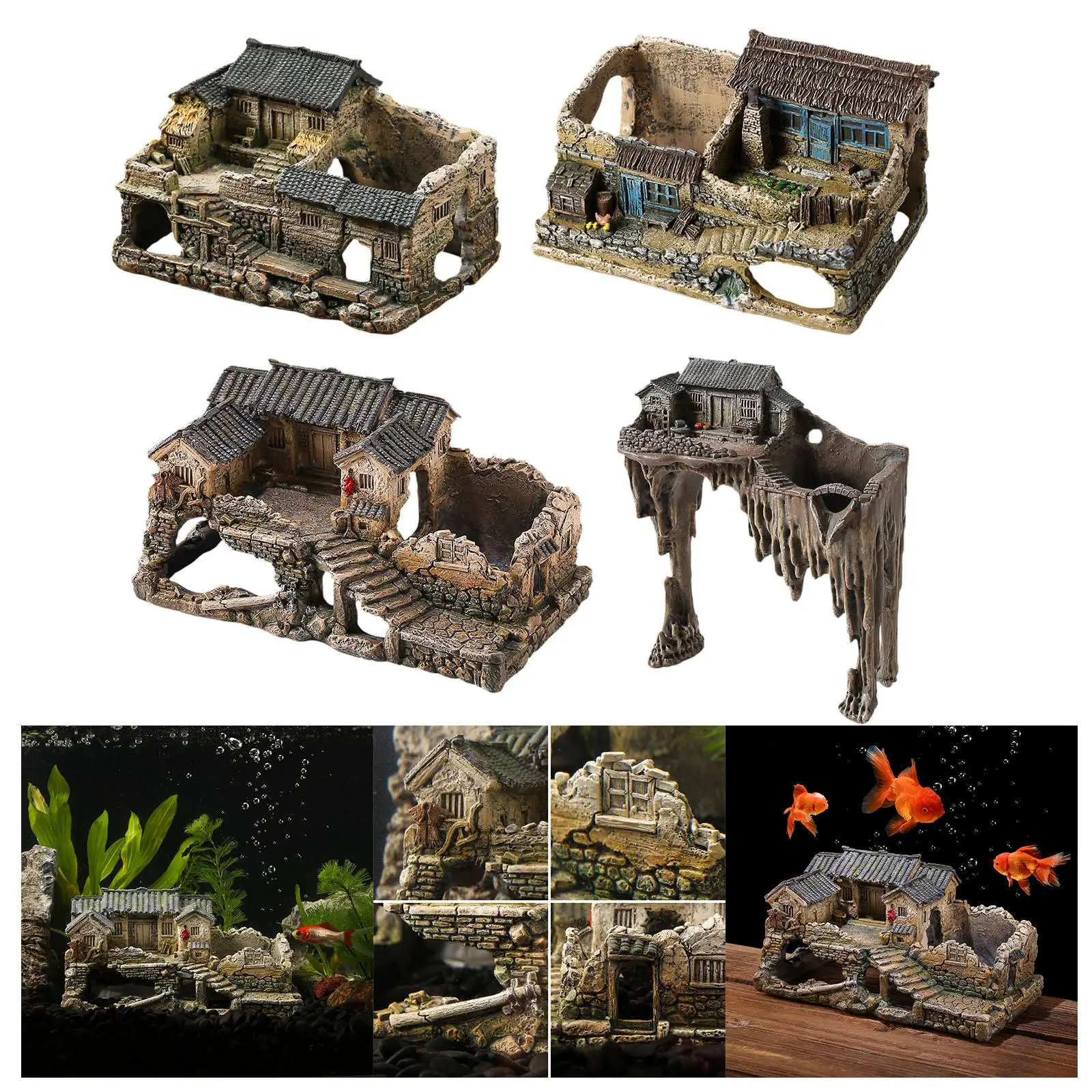 Aquarium Hideaway for Betta Fish, Resin Shelter Figurine for Turtles And Reptiles