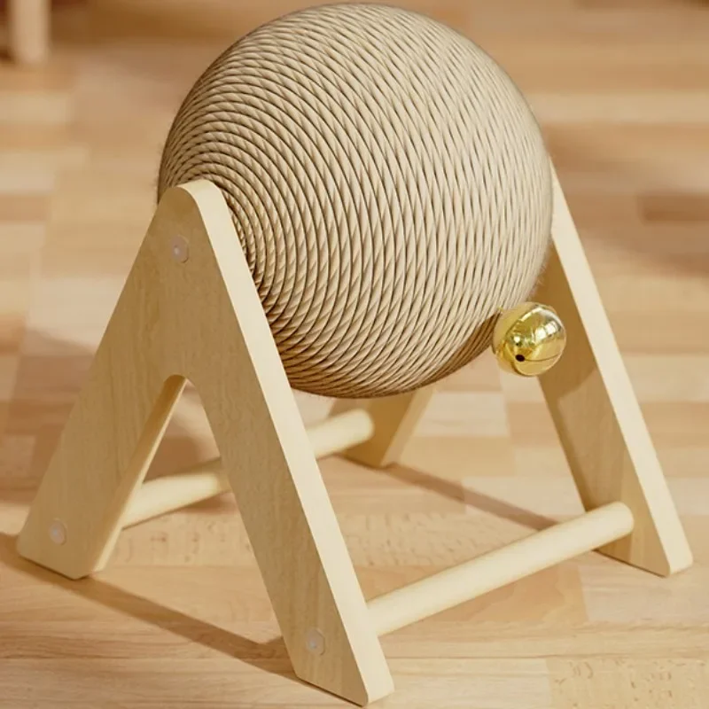 Rueda para gatos, bola rascadora de madera, rascador para gatos con campana, molinillo de garra, muebles para mascotas, Protector de sofá, accesorios para mascotas - imagen 3