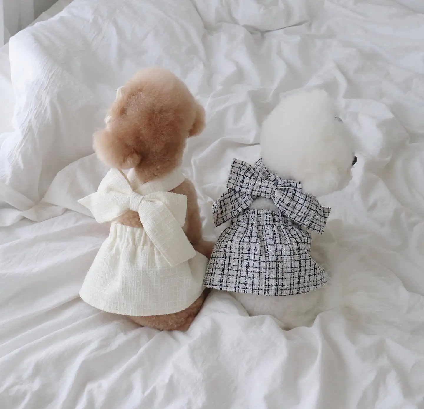 INS-vestido de invierno para perro, traje de fiesta con lazo trenzado grueso y Halter, color blanco y negro, pinzas para el pelo - imagen 3