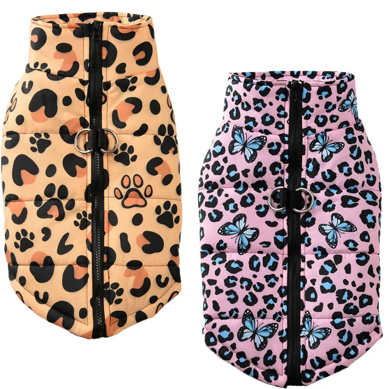 Chaleco acolchado cálido para perros pequeños y medianos – Leopardo