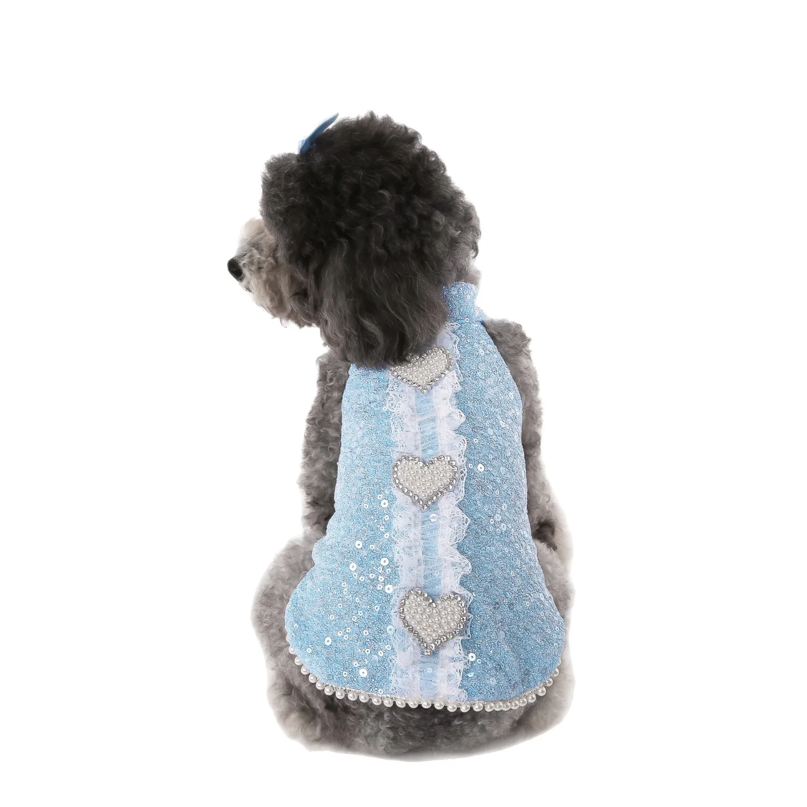 Pet primavera brillo perro perla amor camiseta sin mangas Yorkshire princesa vestido con purpurina Teddy Puff vestido cachorro ropa - imagen 5
