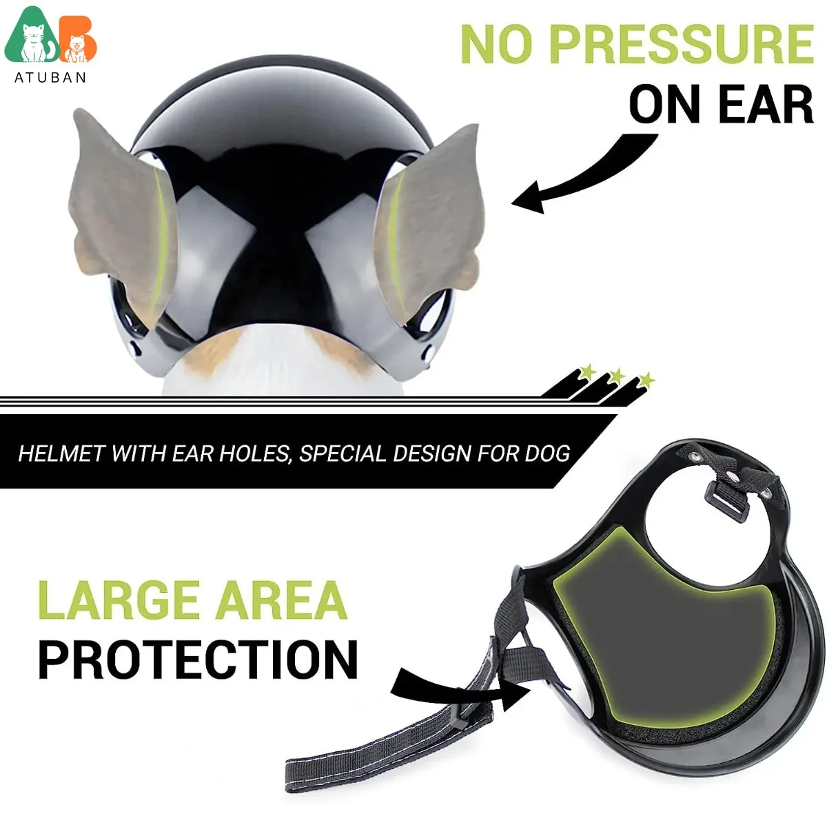 ATUBAN casco y gafas de sol para perros, protección UV, sombrero deportivo para perros grandes, a prueba de viento, a prueba de nieve para montar mascotas - imagen 3