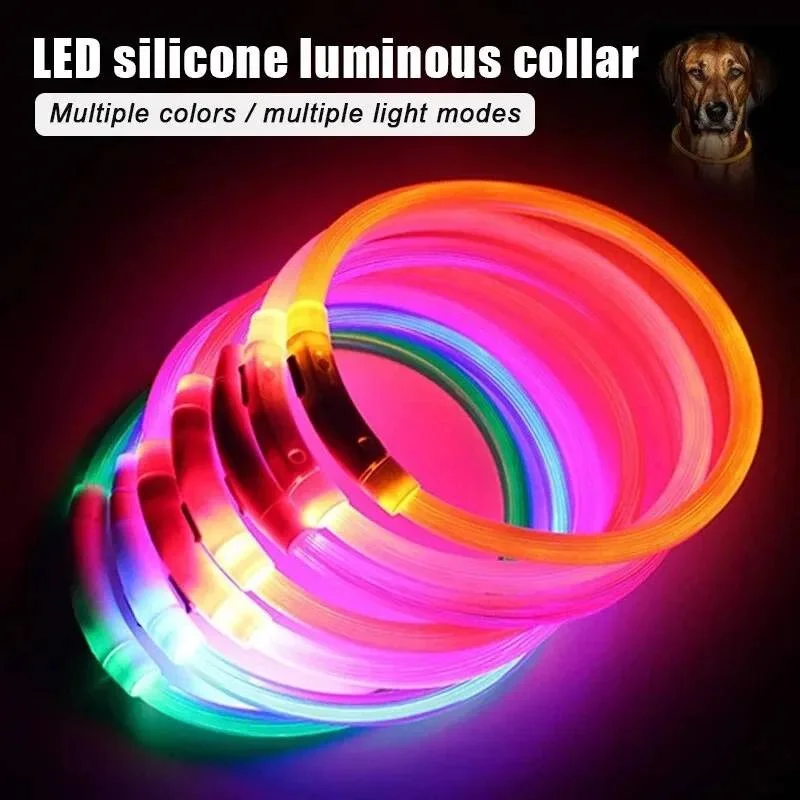 Collar de carga luminosa para perros, collares Led Usb para perros y gatos, 3 modos, brillo Led nocturno desmontable, Collar de prevención de pérdida de perro, accesorios para mascotas - imagen 2