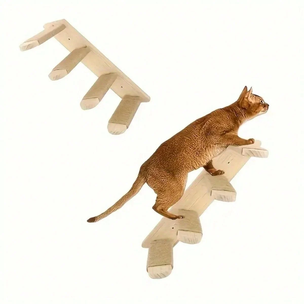 Marco de escalada para gatos montado en la pared, hamaca con plataforma para rascar de sisal de cuatro pasos para crear un espacio exclusivo para actividades de gatos - imagen 2