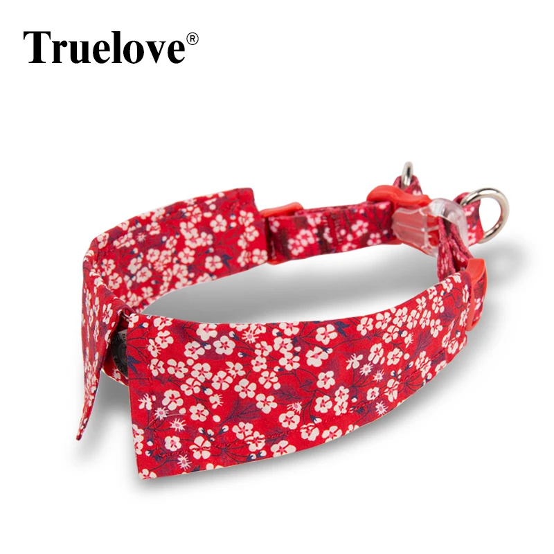 Truelove-Collar Floral de algodón con lazo para mascotas, pajarita ajustable, suave y cómoda, para perros pequeños y medianos, TLC5411 - imagen 3