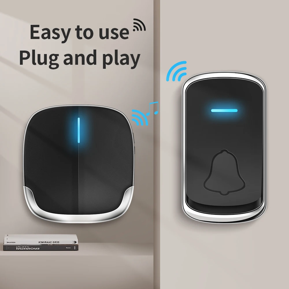 Timbre inalámbrico autoalimentado, timbre de puerta inteligente para casa al aire libre, receptor de botón impermeable sin batería - imagen 3