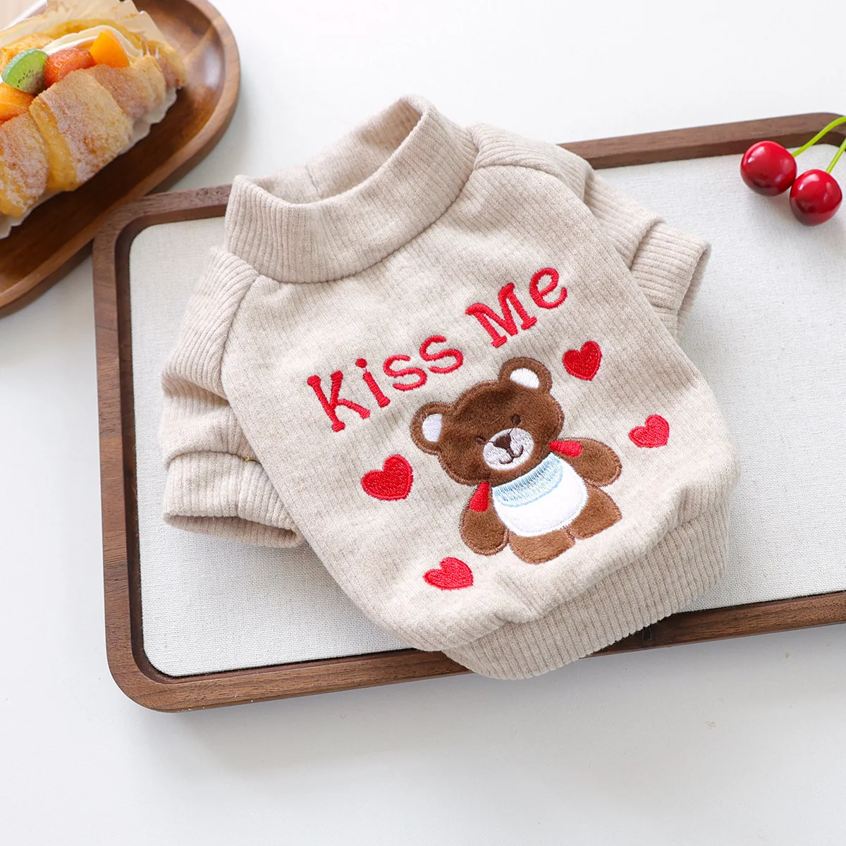 Sudadera con capucha de otoño e invierno para mascotas, perro pequeño, cachorro, perro feliz, gato, cálido y cómodo, oso de peluche, camisa de cuello redondo, ropa para cachorros - imagen 4