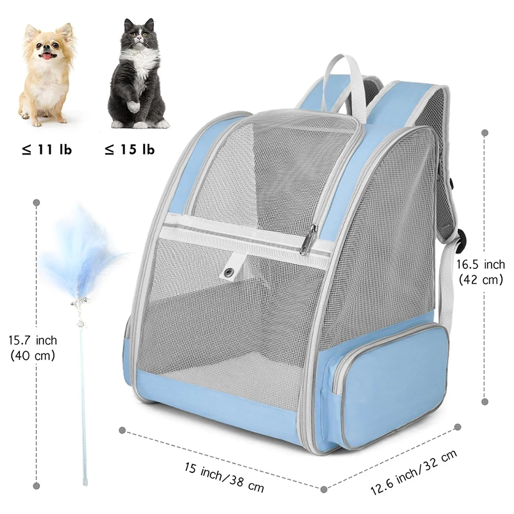 Bolsa para gatos y mascotas, transportador de viaje para perros de malla de lona transpirable, mochila portátil para exteriores, doble hombro para gatos, bolsas de transporte para cachorros - imagen 5