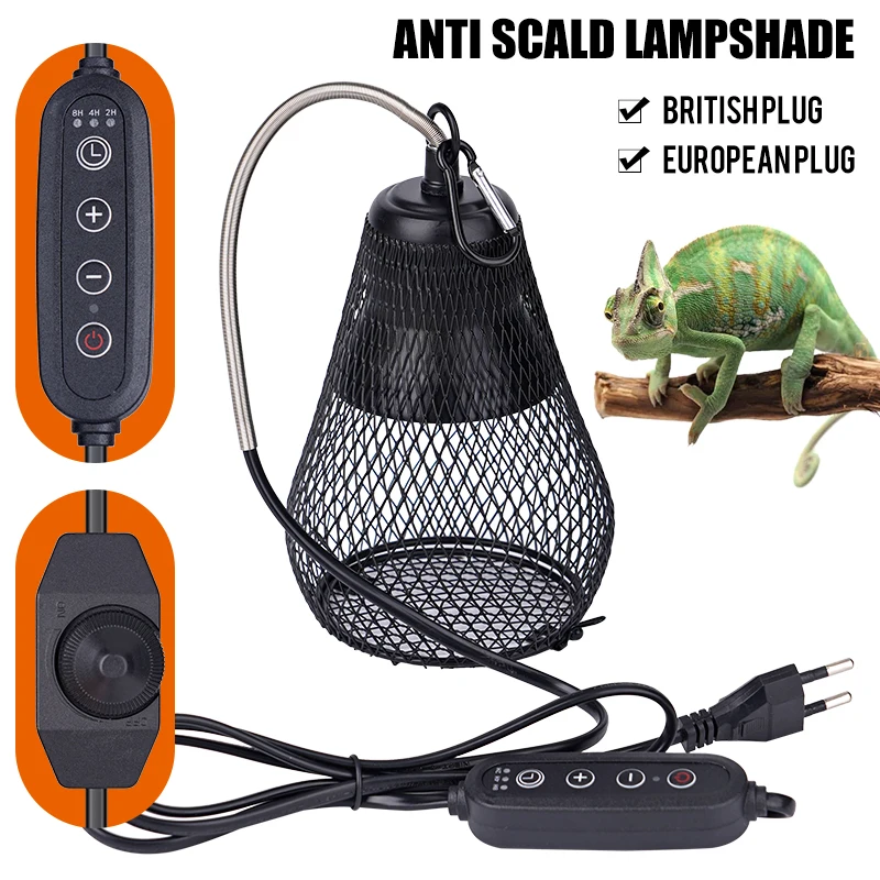 Lámpara calefactora de cerámica para mascotas, 220V, lámpara de calor para pájaros, cubierta protectora contra quemaduras, calentador emisor de luz para reptiles y aves de corral