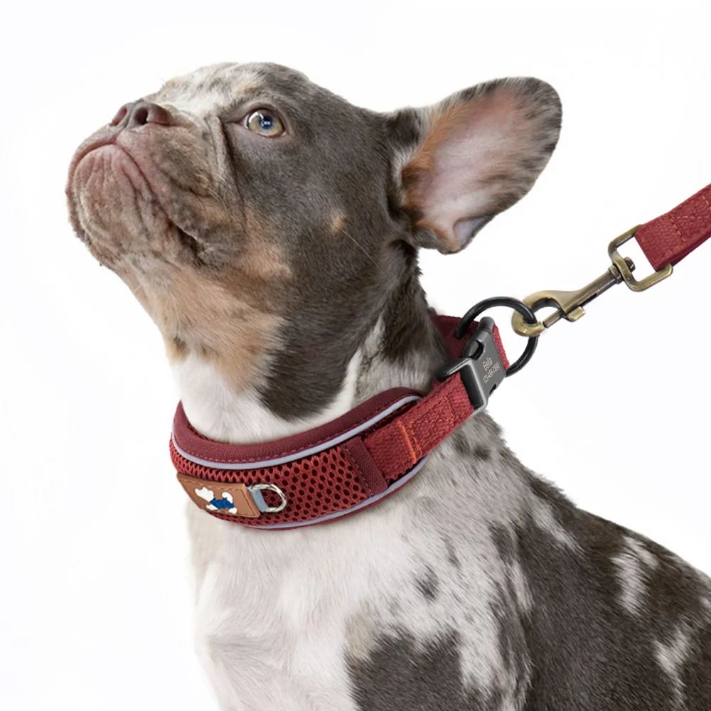 Collar ancho personalizado para perro, collares reflectantes de nailon para identificación de perro, grabado gratuito, antipérdida, ajustable para perros medianos y grandes Pitbull