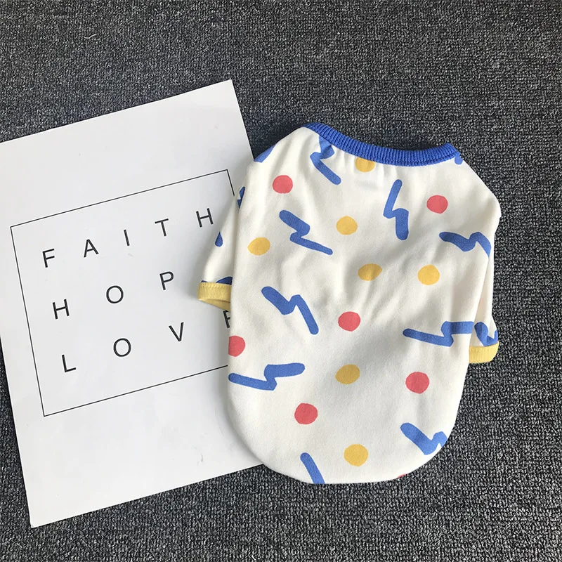 Camiseta sin mangas con contraste de Color para mascotas, ropa de otoño e invierno, Camiseta de algodón con puntos, camisa inferior, ropa para perros de oso gordo de peluche