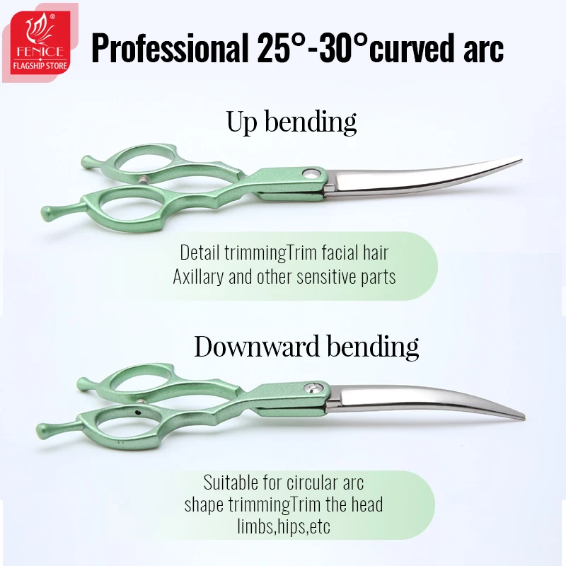 Fenice-Juego de tijeras profesionales para el cuidado de perros, 6,5 pulgadas, recto, más fino y curvo, juego de herramientas para el cuidado de los perros, tesoura wmark - imagen 4