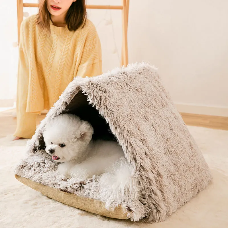 Casa de nieve triangular cerrada para gatos, perrera pequeña y mediana General para las cuatro estaciones, tienda de campaña para mascotas, camas para perros, Invierno - imagen 3