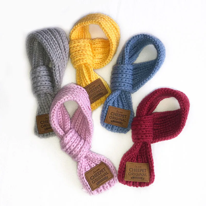 Bufanda tejida para mascotas, bufanda para perros de peluche, cachorro, perro pequeño, decoración cálida para otoño/invierno, accesorios para cachorros, pajaritas para perros - imagen 5