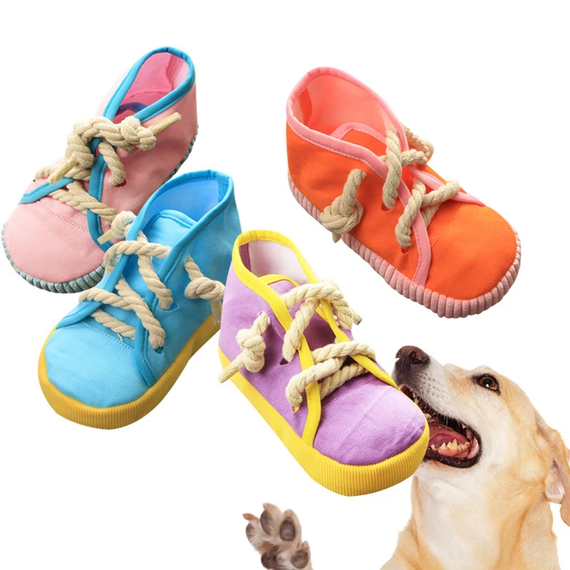 Juguetes para masticar para perros y gatos, Limpieza de dientes, zapatos para cachorros y gatitos, juguete de sonido para apretar, accesorios multifuncionales resistentes a las mordeduras, 1 unidad