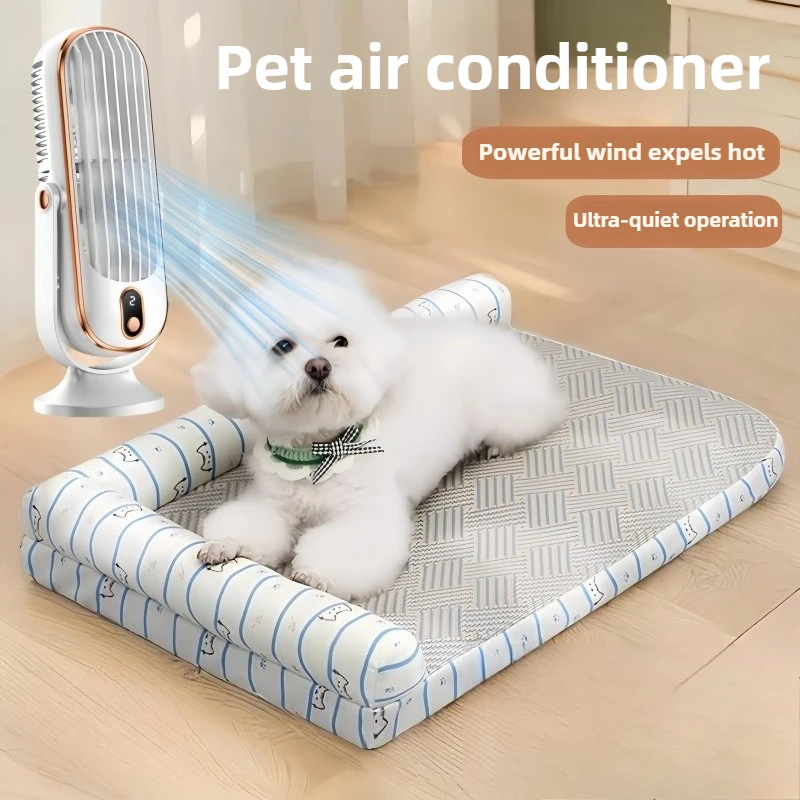 Ventilador pequeño portátil para mascotas, Mini ventilador eléctrico recargable por USB para perros y gatos, artefacto de refrigeración, suministros para mascotas de aire frío de verano
