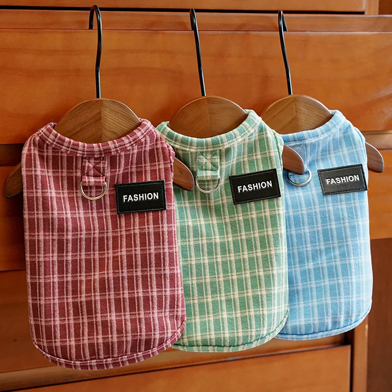 Chaleco de terciopelo a cuadros para otoño/invierno, ropa para gatos, camisa Base para mascotas, abrigo bonito, ropa para cachorros, ropa de Navidad para perros