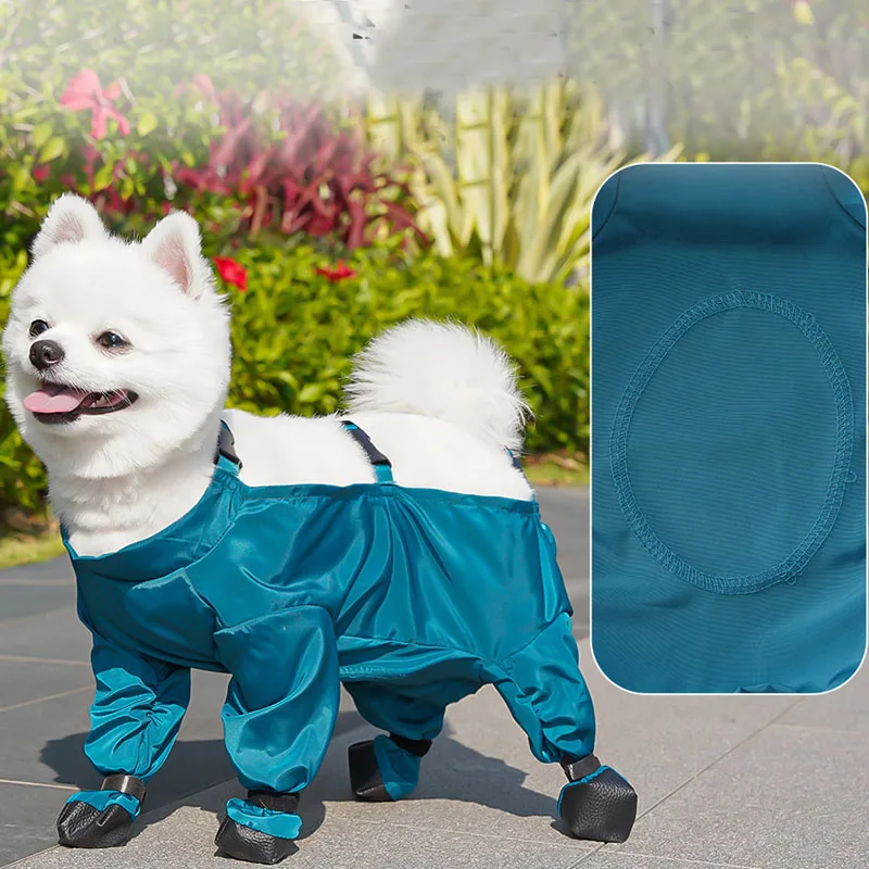 Ropa para perros, impermeable cerrado para el vientre, mono para perros pequeños y medianos, pantalones impermeables para Chihuahua Yorkie con zapatos, monos a prueba de lluvia
