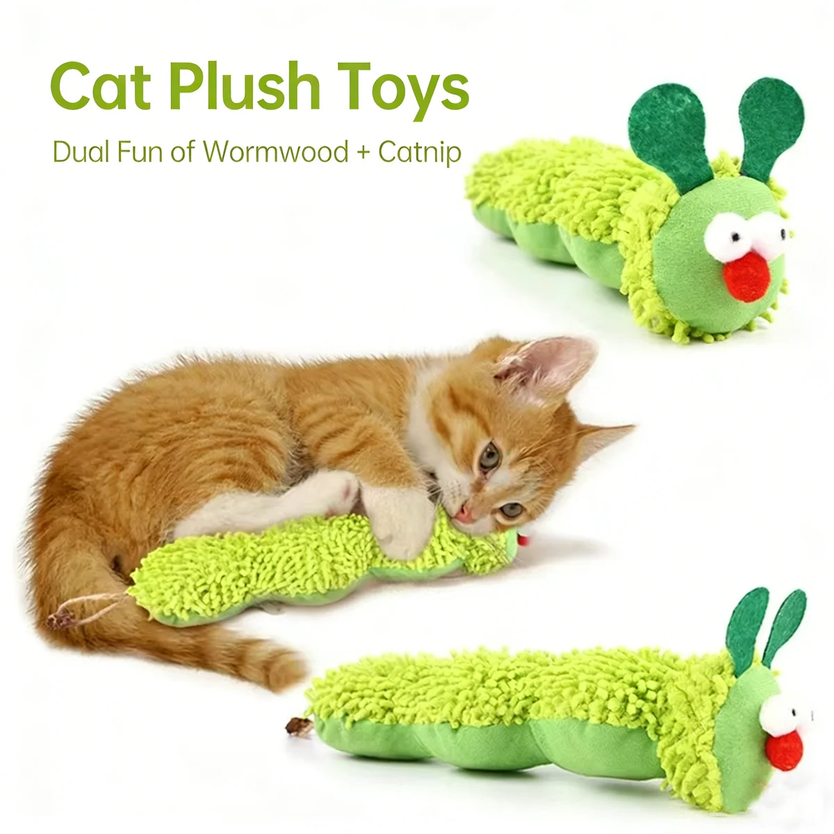 Juguete oruga menta para gatos – Almohada suave resistente a arañazos - imagen 3