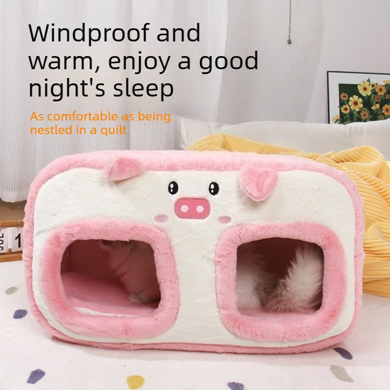 Cama cueva de felpa para gatos y perros pequeños – Cálida para invierno - imagen 5