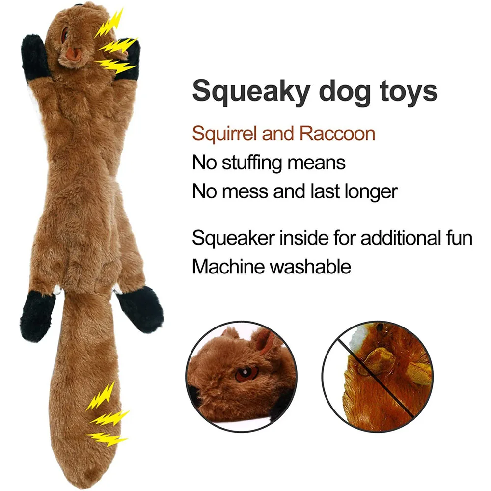 Animal simulado divertido, juguete para perros sin relleno con chirridos, juguete para masticar de perro chirriante de peluche duradero, juguete para chirrido para mascotas arrugado - imagen 2