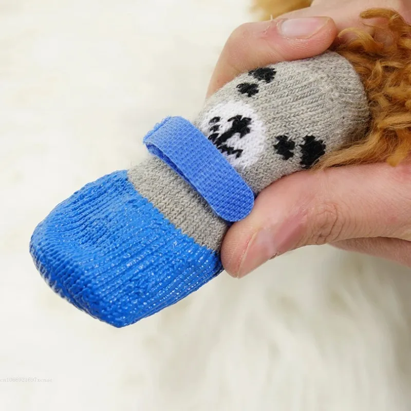 Calcetines para perros, calcetines cálidos de punto para gatos y perros, zapatos impermeables para gatos, cubiertas para pies a prueba de arañazos, pies antiescaldaduras, calcetines para mascotas de peluche - imagen 5