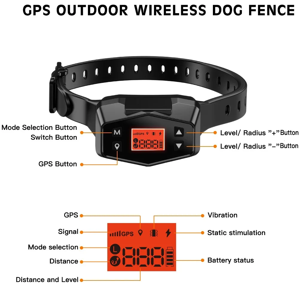 Collar rastreador inalámbrico con GPS para mascotas, sistema de contención de mascotas, Collar de entrenamiento eléctrico impermeable para perros, seguridad antihuida - imagen 3