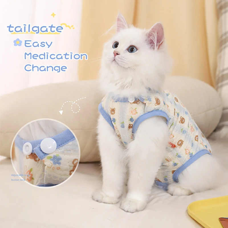 HOOPET Cat Clothes Anti Hair Loss Belly Protector Kitten Spayed Weaned Female Cat Cotton Winter Surgical Warm Autumn and Winter - imagen 2