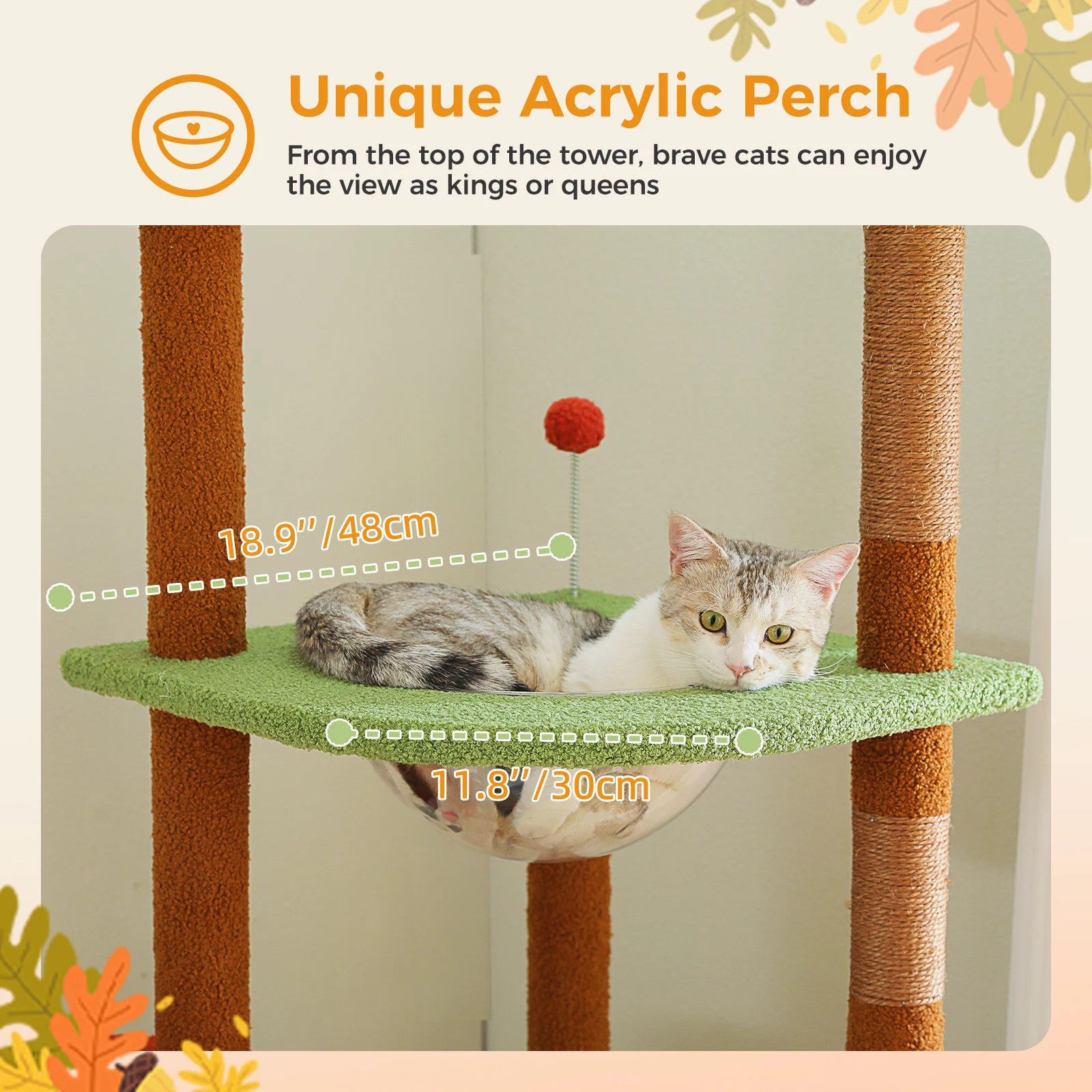 Adjustable Height Tall Cat Tree with Sisal Scratching Posts Spacious Condo Large Hammock Multi-Level Cat Tower Cat Accessories - imagen 3