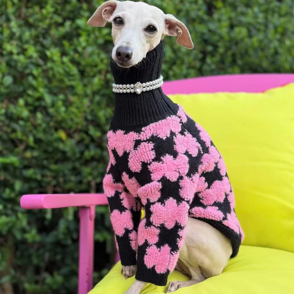 Abrigo de punto floral rosa para perros Greyhound y Whippet - imagen 3