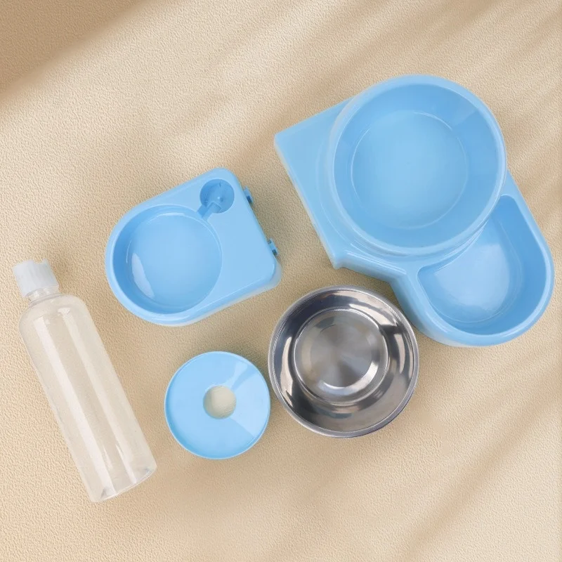 Cuenco azul para perros y gatos, fuente automática para comida, alimentador de agua, contenedor para gatos, Artículos para Mascotas, beber, dos en uno, 1 Juego - imagen 3