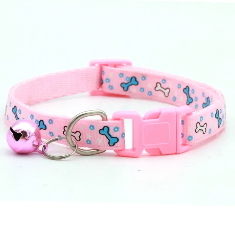 Collar ajustable de hueso de dibujos animados para perro, gatito y gato, hebilla de poliéster con campana, accesorios para perros pequeños, suministros para gatitos - imagen 3