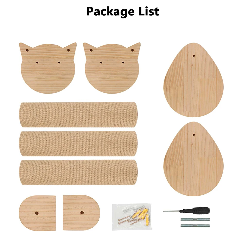 Árbol para gatos con postes rascadores, 2 perchas, plataformas, hamaca raspadora de Sisal montada en la pared para gatos, gatitos, descanso para juegos de escalada - imagen 5
