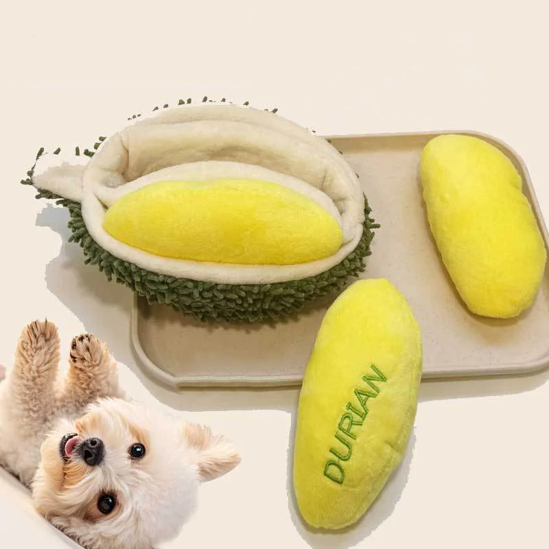 Juguetes interactivos con chirrido para perros, juguete de peluche Durian para mascotas, juguete para olfatear para perros pequeños y grandes, resistente a mordeduras, juguetes con sonido para cachorros, suministros para mascotas - imagen 2