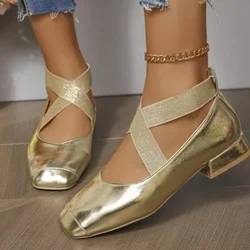Zapatos Mary Jane de cuero para mujer – Punta cuadrada con hebilla