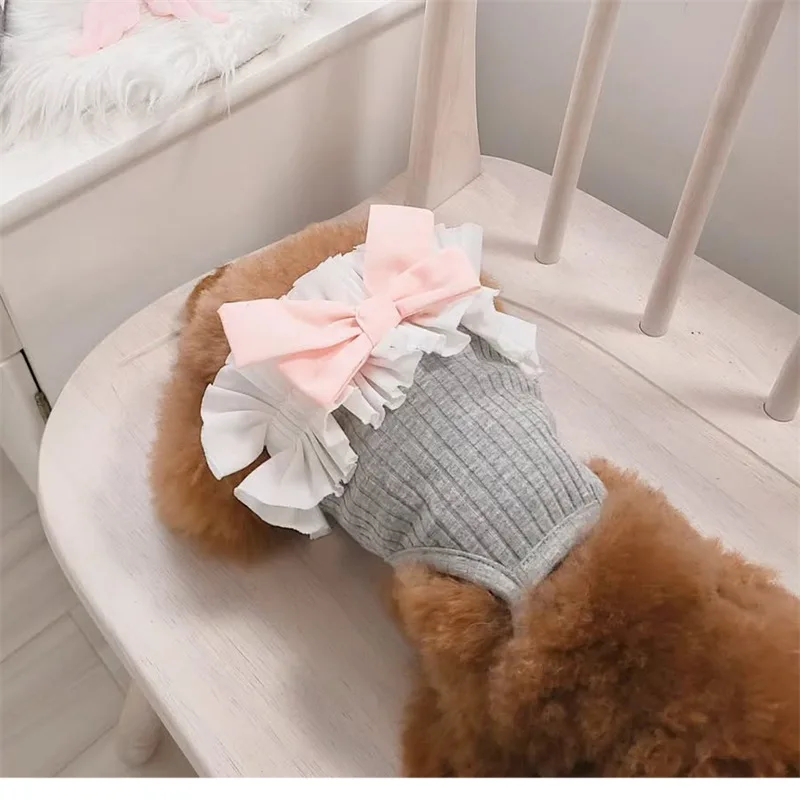 Vestido de princesa para perro, estampado de verano con botón de lazo, falda bonita y dulce para cachorro y gato, ropa fina para fiesta de boda y Chihuahua - imagen 4