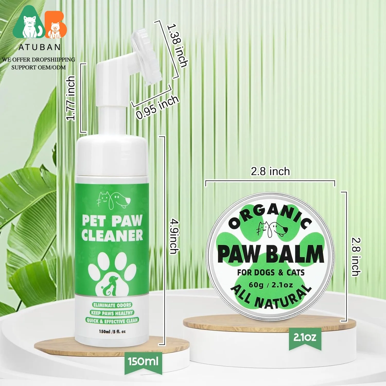 Kit para el cuidado de las patas de perro, limpiador de patas de perro de espuma sin enjuague con cepillo de silicona y bálsamo de pata de perro Natural sin lamer para curar patas y nariz secas y agrietadas - imagen 2