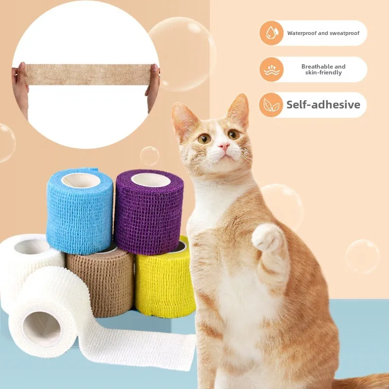 Vendaje elástico para mascotas, se puede rasgar a mano, tela para encuadernación de suciedad para perros al aire libre, vendaje portátil ligero y transpirable, suministros de productos para mascotas - imagen 2