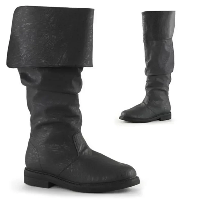 Botas medievales de cuero para hombre, caballero, Príncipe, Cosplay, gótico, Retro, Punk, Halloween, carnaval, accesorios de fiesta, zapatos, bota Vintage de elfo - imagen 3