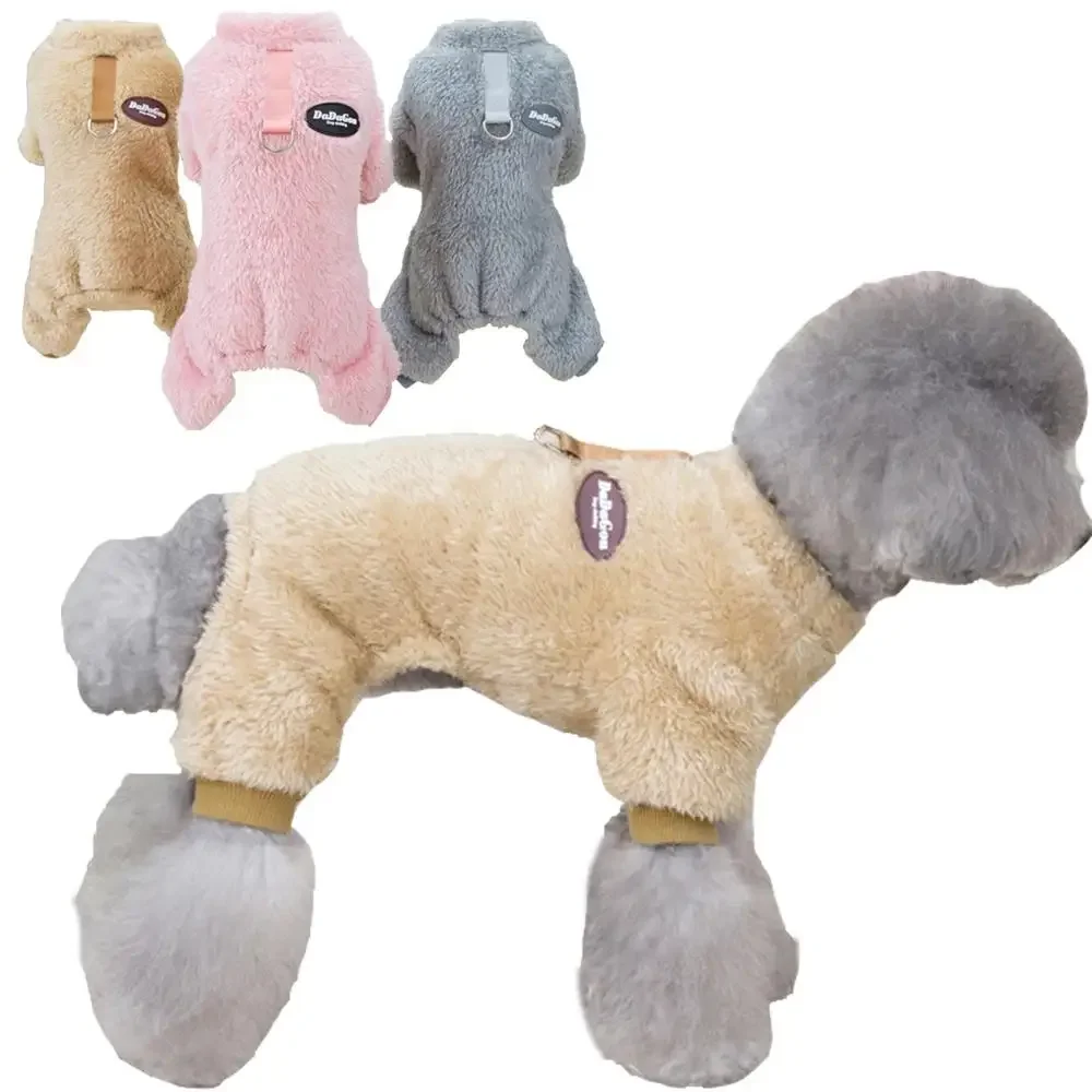 Ropa de lana para cachorros, mono cálido de invierno para perros pequeños y medianos, chaqueta de Color sólido, disfraz de mono para Chihuahua Yorkie Pug