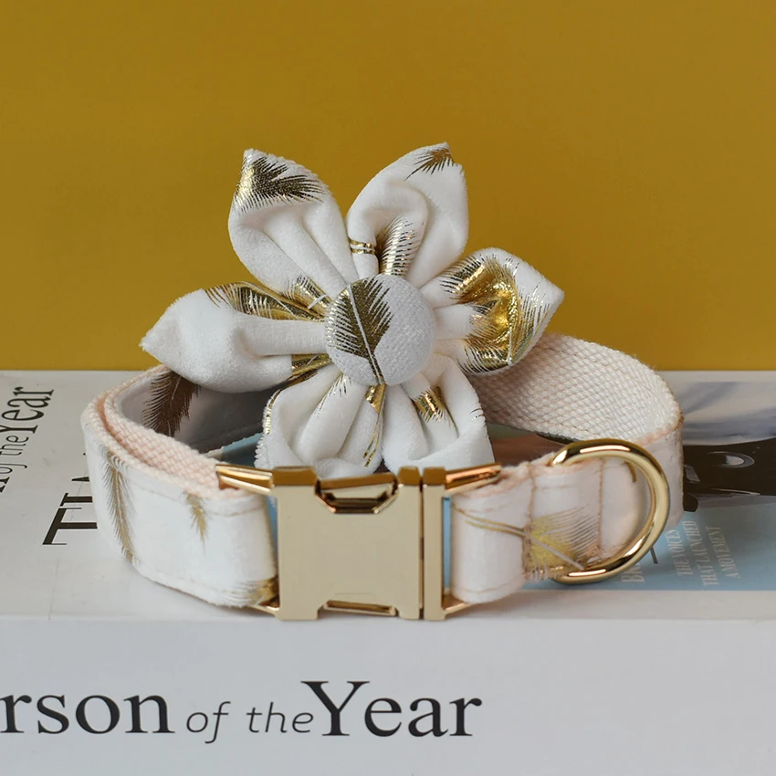 Collar de identificación de perro con flor personalizada, LOGO grabado gratis para perros pequeños, medianos y grandes, franela americana Cocker Spaniel 26 - imagen 4