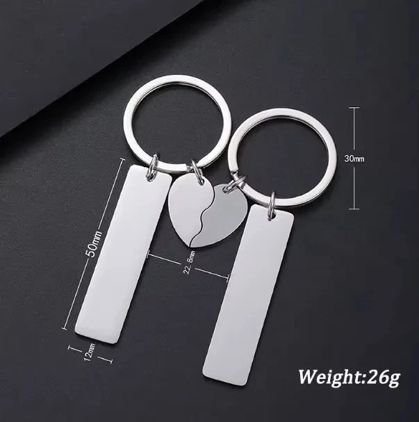 10 pares de llavero de pareja en blanco de acero inoxidable, colgante personalizable en blanco, accesorio antipérdida, recuerdo - imagen 2
