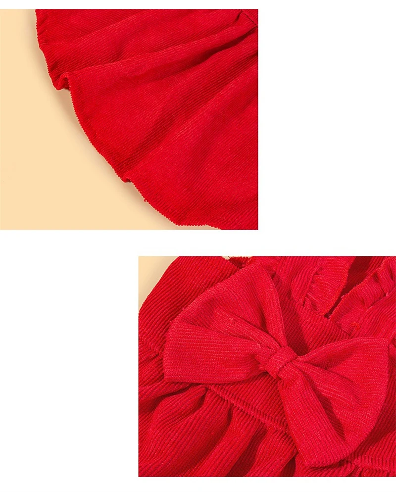 Corduroy Winter Vest Dress for Chihuahua Solid Red New Year Small Medium Puppy Clothing Lovely Bow Knot Princess Cat Overalls - imagen 5