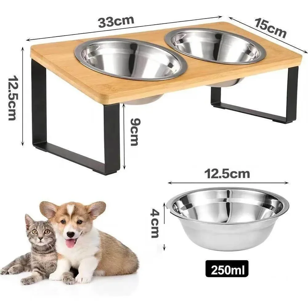 Comedero elevado para gatos con soporte madera e inclinación 15 grados - imagen 4