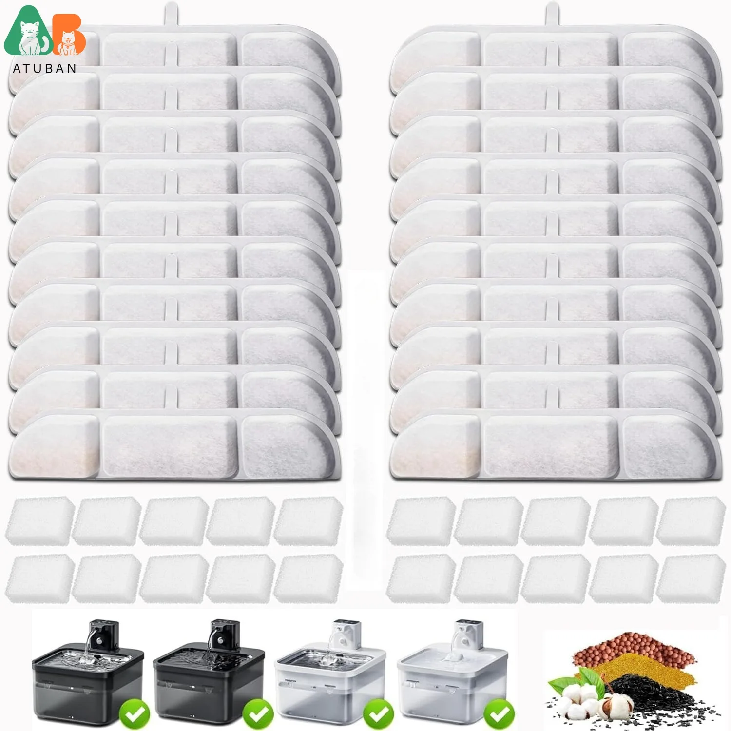 Filtros de repuesto compatibles con fuente de agua para mascotas Fursink, repuesto de filtro para fuente de agua para gatos Downy Paws de 84 oz/2,5 L