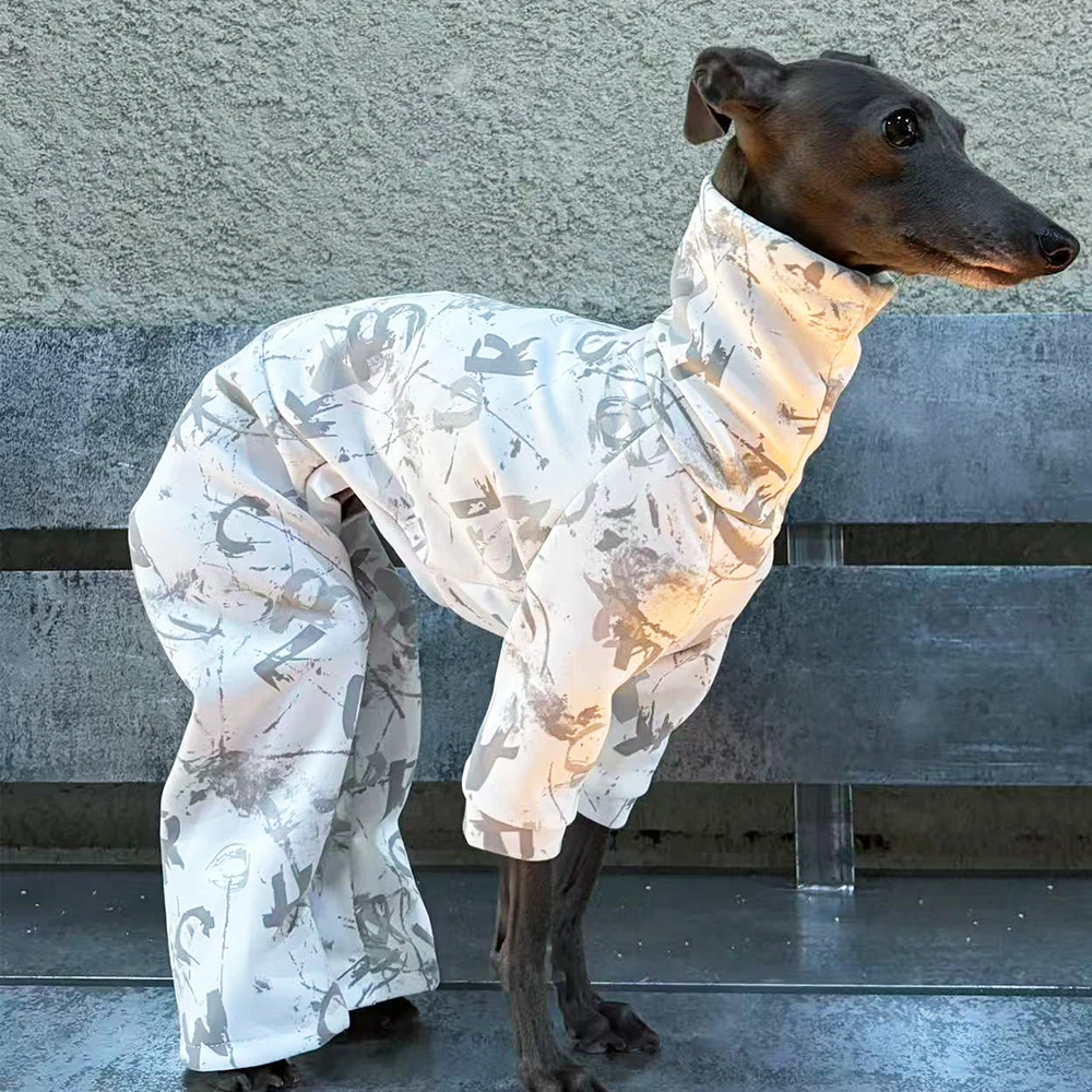 Mono Italian Greyhound perro estampado letras blancas cuello alto - imagen 2