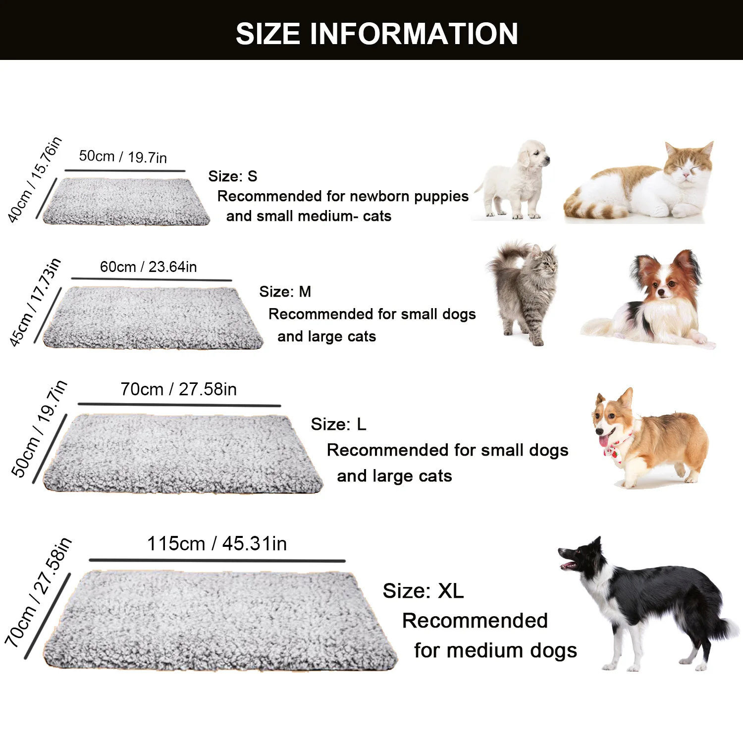 Estera para mascotas con autocalentamiento, colchón para perros con película de aluminio súper suave para dormir, alfombrilla para cama para gatos y perros pequeños y medianos - imagen 2