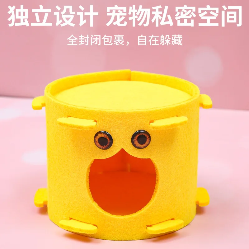 Cabaña de fieltro, Chinchilla, conejillo de indias, erizo, conejo Pigoso, juguete de dibujos animados para mascotas, nido de túnel, tocón, casa de Dodge, nido para mascotas - imagen 4